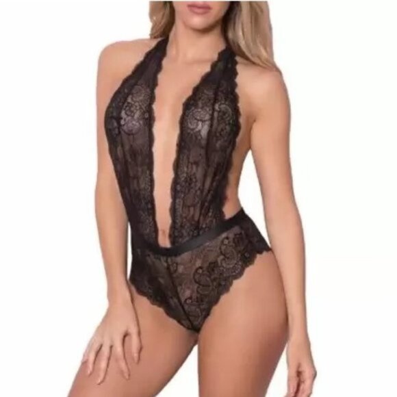 Oh La La Cheri Plunge Neck Lace Bodysuit - Picture 2 of 8